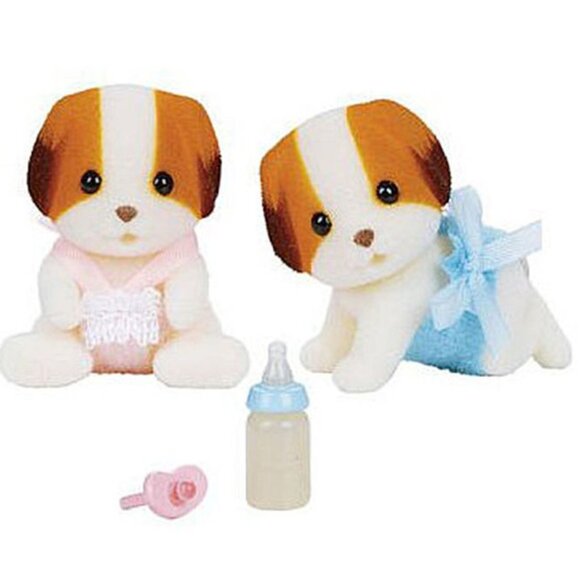 Calico Critters Sunnybrook Spaniel Twins w/baby bottle, pacifier New in Box - Picture 3 of 14